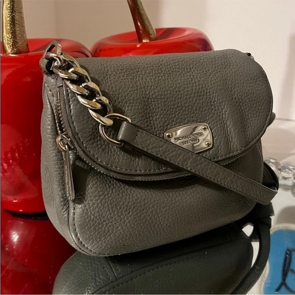 Michael Kors Pebble Gray Leather Crossbody Bag